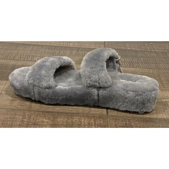 UGG Fuzz Yeah Womens Gray Sheepskin Platform Slides Slippers 1104662 Sz 10 NWOB - Picture 7 of 16